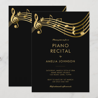 Piano Erwägungsgrund Gold Musiknoten Elegant Einladung