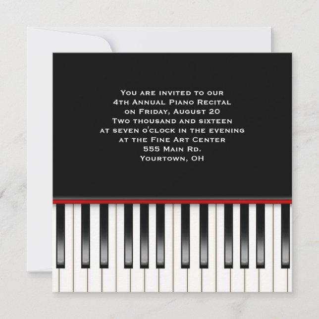 Piano Erwägungsgrund Tastatur Einladung (Vorderseite)