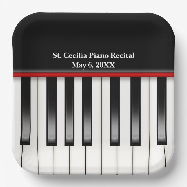 Piano Erwägungsgrund Tastatur Pappteller (Vorderseite)
