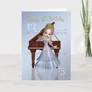 Piano Et Musique 13ème Anniversaire Carte Avec Jol