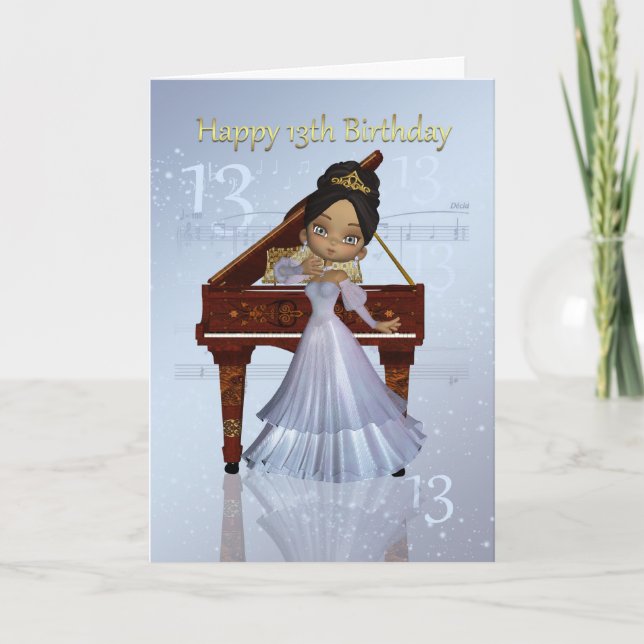 Piano Et Musique 13ème Anniversaire Carte mignonne (Devant)