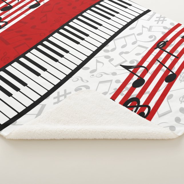 Piano et musique score rouge sherpa couverture (3/4)