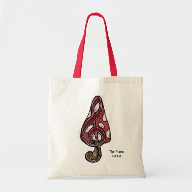 Piano Forest Rote Pilztote Tasche (Vorne)