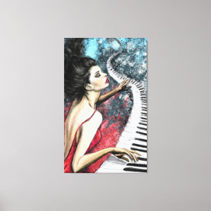 Piano Frau Canvas Print Leinwanddruck