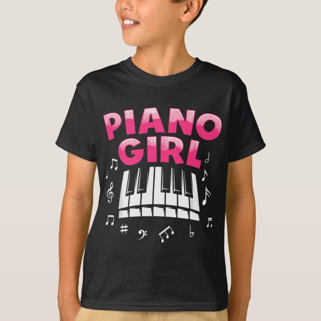 Piano für Mädchen Musikalische Pianobühne Schlüsse T-Shirt (Vorderseite)