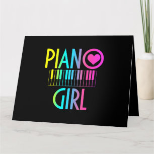 Piano Girl Funny Pianist Musiknoten Musikalisch Ke Karte
