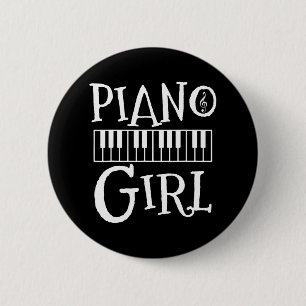 Piano Girl Keyboard Music Teacher Button