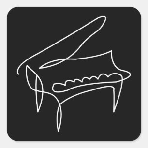 Piano Grand Piano Single Line Zeichnend Quadratischer Aufkleber