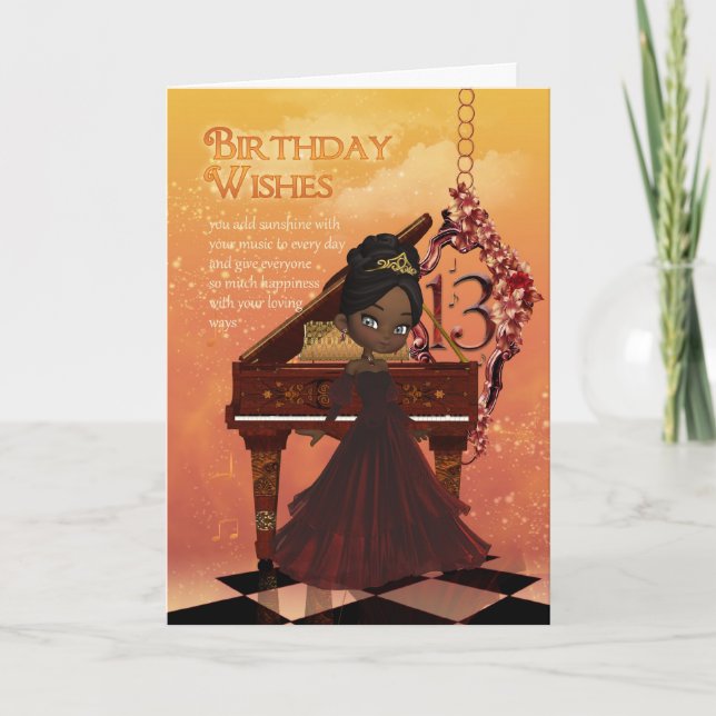 Piano Happy 13. Geburtstagskarte Karte (Vorderseite)