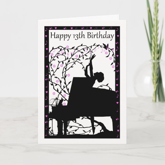 Piano Happy 13e anniversaire Carte de voeux (Devant)