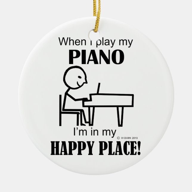 Piano Happy Place Keramik Ornament (Vorne)