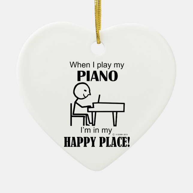 Piano Happy Place Keramik Ornament (Vorne)