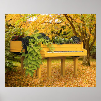 Piano im Herbstwald Poster