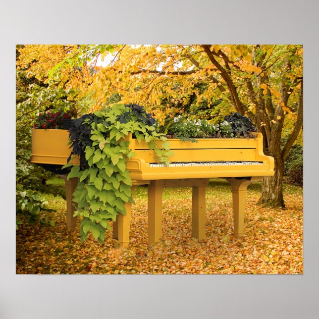 Piano im Herbstwald Poster (Vorne)