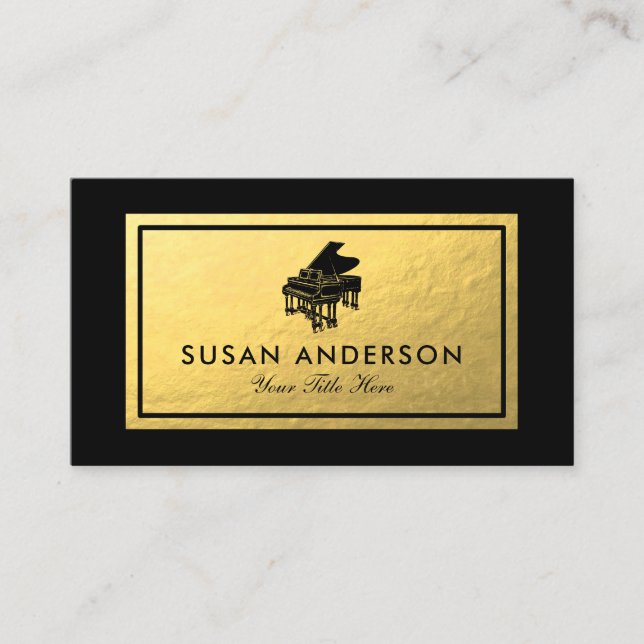 Piano - Imitate Gold Foil Business Card Visitenkarte (Vorderseite)