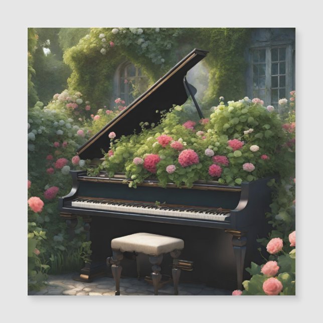 Piano in Bloom- Gartenmalerei Magnetkarte (Vorderseite)