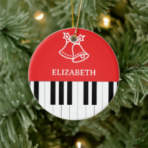 Piano Key Jingle Bell Christmas Red