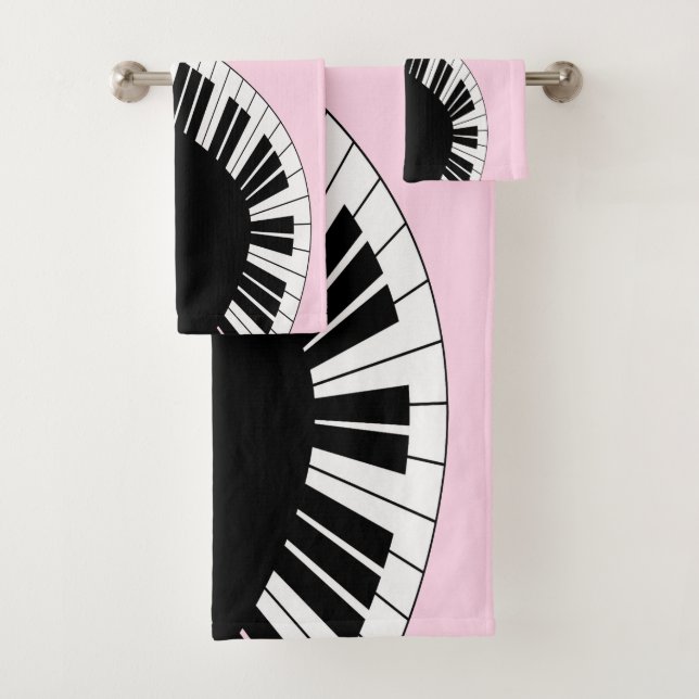 Piano Keyboard Black and White Music Design Pink (En situation)