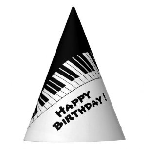 Piano Keyboard Black and White Music Geburtstag Partyhütchen