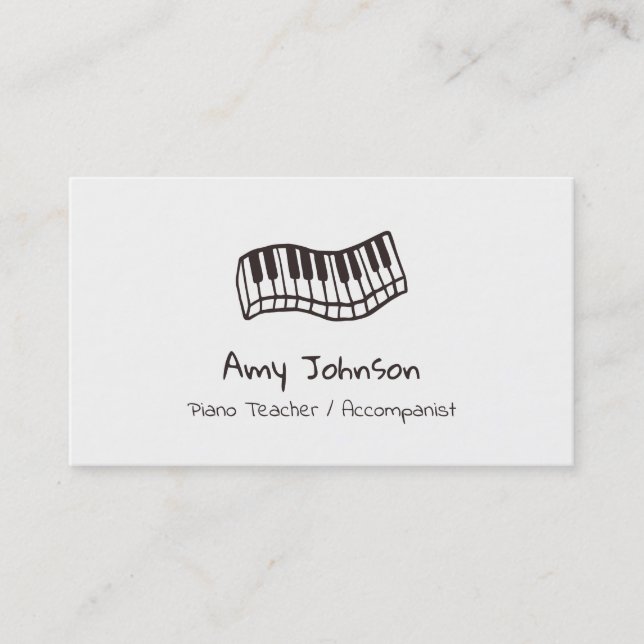 Piano Keyboard Doodle Music Teacher Business Cards Visitenkarte (Vorderseite)