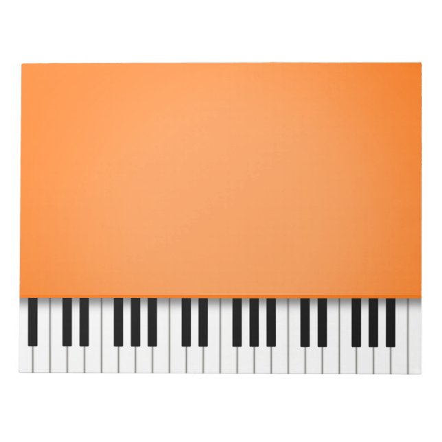 Piano Keyboard Fun Orange 8.5x11 Musik Notizblock (Vorderseite)