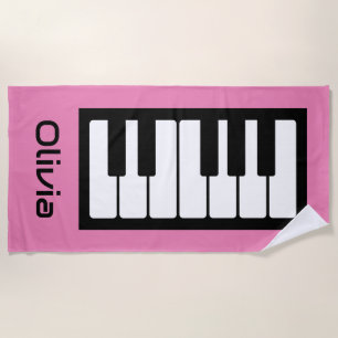 Piano Keyboard Personalisiert Musician's rosa Strandtuch