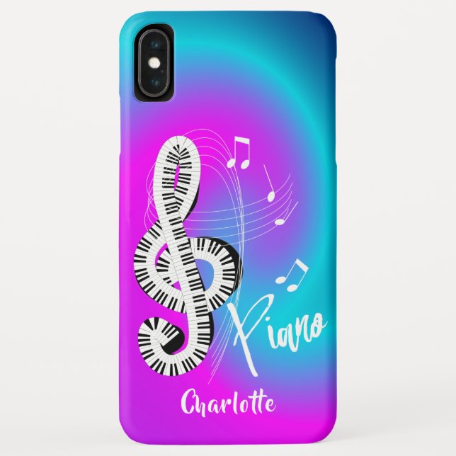 Piano Keyboard Treble Clef Musik Personalisiert Case-Mate iPhone Hülle (Rückseite)