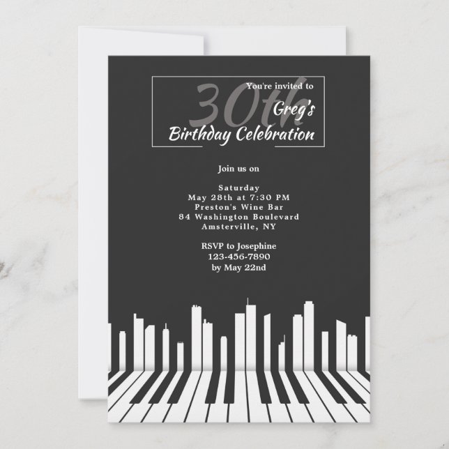 Piano Keys 2 Anniversaire Fête Invitation (Devant)