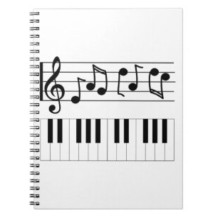 Piano Keys and Musical Notes Notizblock