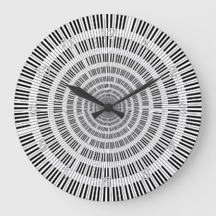 Piano Keys Black and White Große Wanduhr