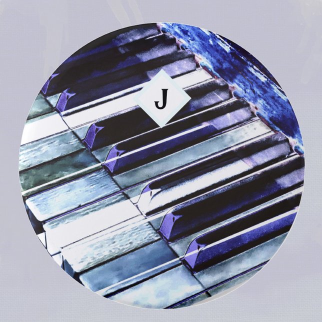 Piano Keys Blue Modern Music Lover Personalisiert Button (Von Creator hochgeladen)