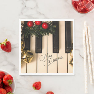 Piano Keys Christmas Garland & Bells Serviette