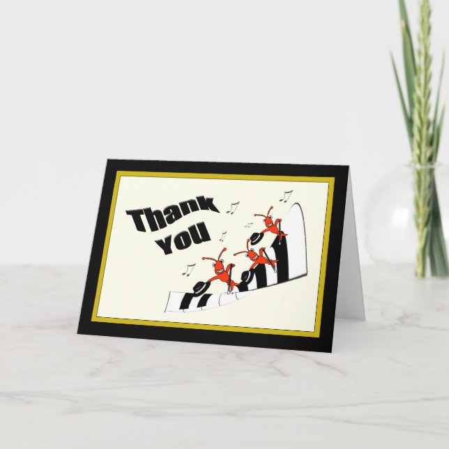 Piano Keys Dancing Crawfish / Lobster Thank You Dankeskarte (Vorderseite)