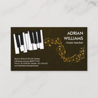 Piano Keys Floating Gold Musiknote Musiklehrer Visitenkarte