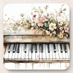 Piano Keys Floral Bouquet Getränkeuntersetzer