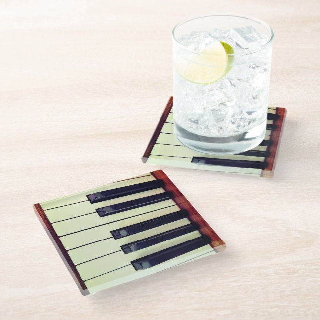 Piano Keys Glasuntersetzer (Schrägansicht)