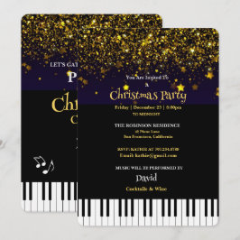 Piano Keys & Gold Glitzer Weihnachtsfest Party Einladung