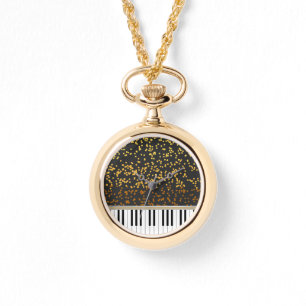 Piano Keys Gold Polka Dots Muster Armbanduhr
