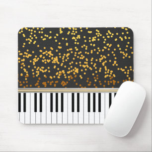 Piano Keys Gold Polka Dots Muster Mousepad