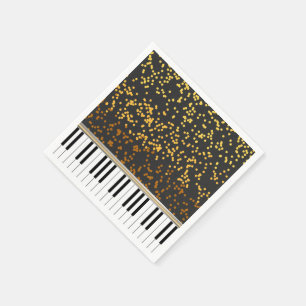 Piano Keys Gold Polka Dots Muster Serviette