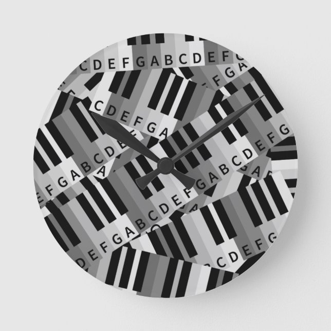 Piano Keys Layered Pattern Runde Wanduhr (Vorderseite)