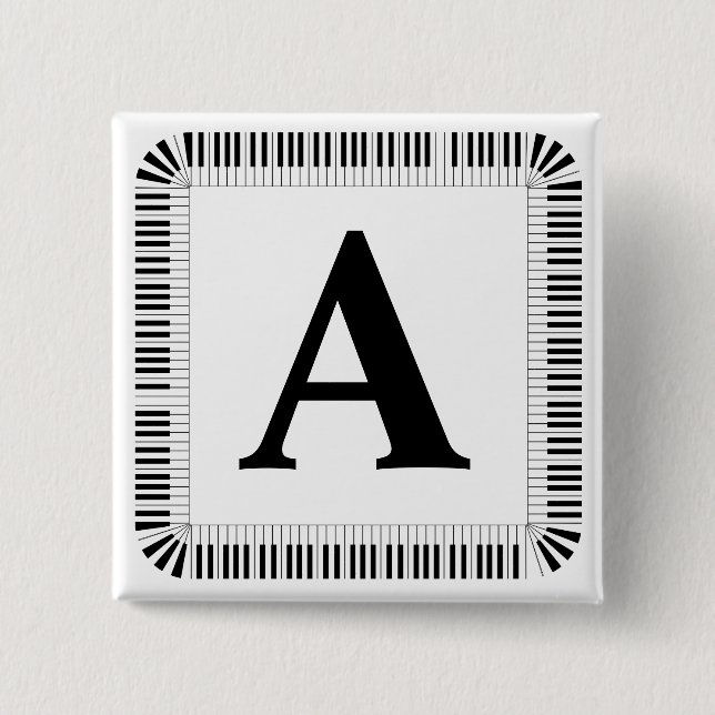 Piano Keys Monogram Pianist Piano Player Button (Vorderseite)