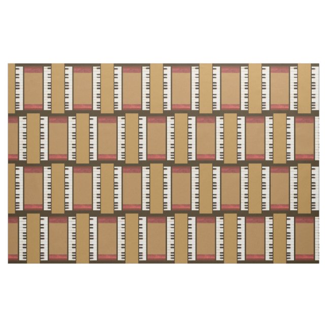 Piano Keys Music Frame Border Fabric Stoff (Fat Quarter (45,7 x 55,9 cm))