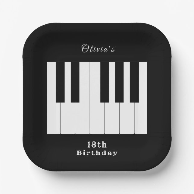 PIANO KEYS MUSIC LOVER Fest Thema Pappteller (Vorderseite)