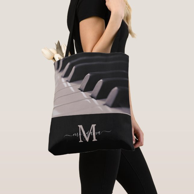 Piano Keys Music Lover Lehrer Monogram Tasche (Von Nahem)