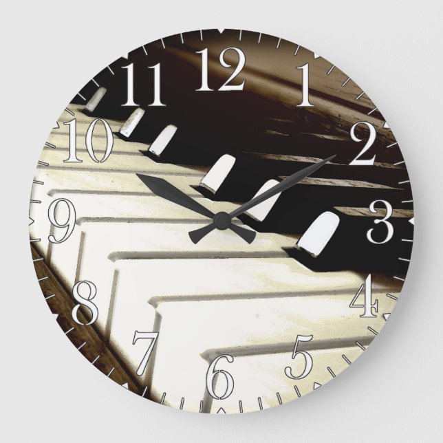 Piano Keys Music-Lover's Wall Clock Große Wanduhr (Vorderseite)