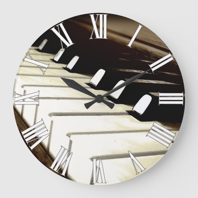 Piano Keys Music Lover's Wall Clock Große Wanduhr (Vorderseite)