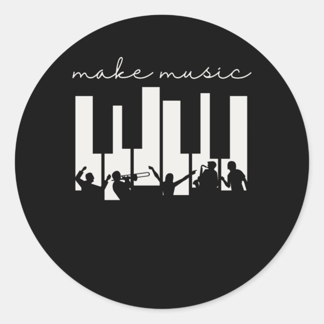 Piano Keys Musician Band Musical Musical Musical M Runder Aufkleber (Vorderseite)