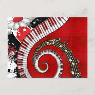 Piano Keys Musiknote Grunge Wirbel Postkarte
