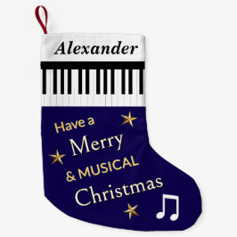 Piano Keys Navy Blue Music Lover Personalisiert Kleiner Weihnachtsstrumpf